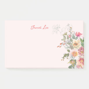 Peach Floral Post-it Notes