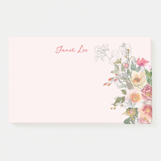 Peach Floral  Post-it Notes (Front)