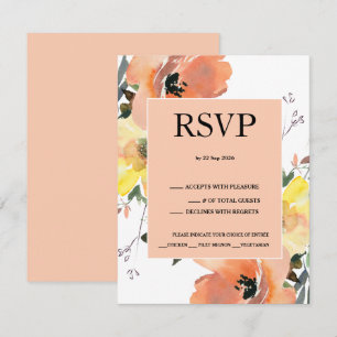 Peach Floral Response Card RSVP