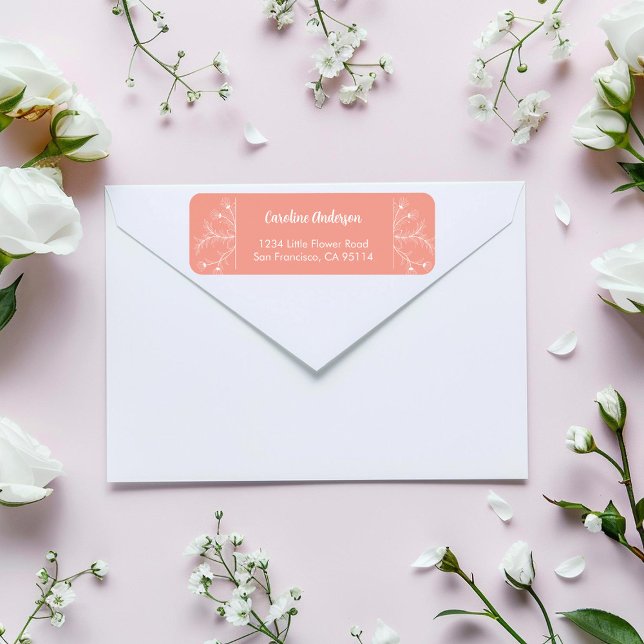 Peach Floral Return Address (Creator Uploaded)