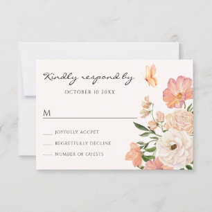 Peach floral  RSVP card