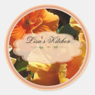 peach floral spice jar labels