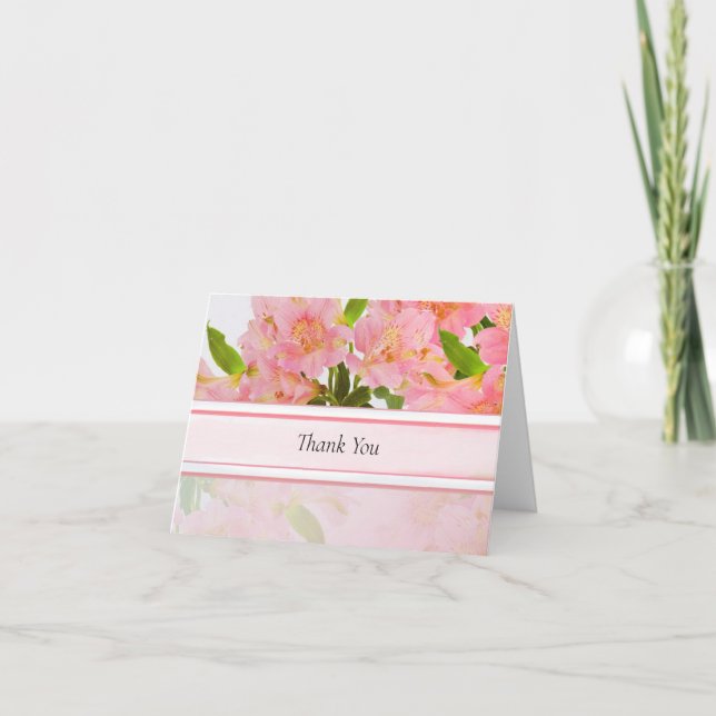 Peach Floral Thank You Note Card (Front)