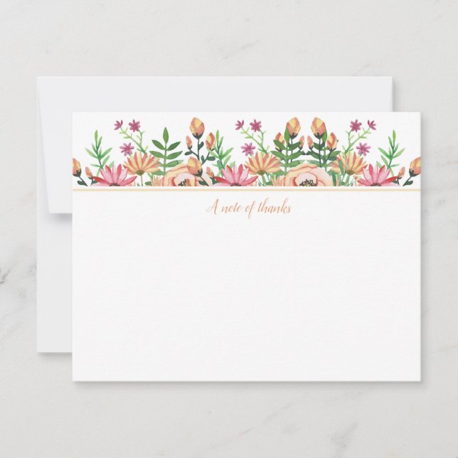 Peach Floral Thanks Card (Front)