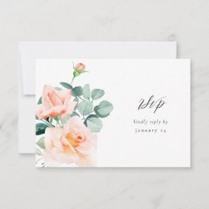 Peach Floral w Meal RSVP V3 2 Card