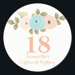 Peach Floral Watercolor 18th Birthday Girl Sticker<br><div class="desc">Peach Floral Watercolor 18th Birthday Girl Sticker

For the collection visit the Niche and Nest store

We have used artwork from: Freshmint Paperie https://www.etsy.com/shop/FreshmintPaperie</div>