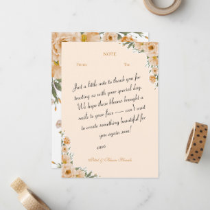 Peach Floral Watercolor Flower Shop Note Card