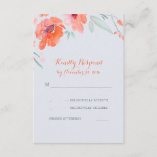 Peach Floral Watercolor Wedding Rsvp Cards