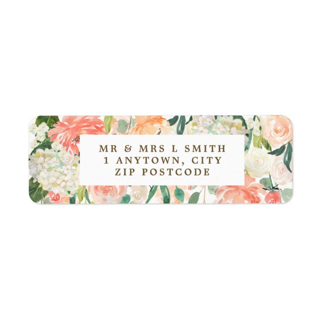 peach floral wedding etc return address label (Front)