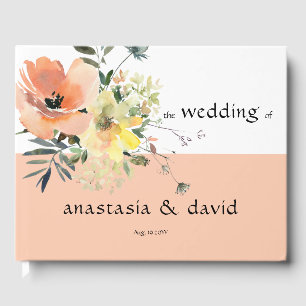 Peach Floral Wedding Guest Book