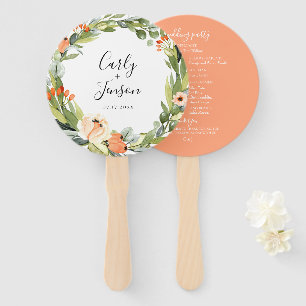 Peach Floral Wedding Hand Fans