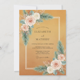 Peach Floral Wedding Invitation