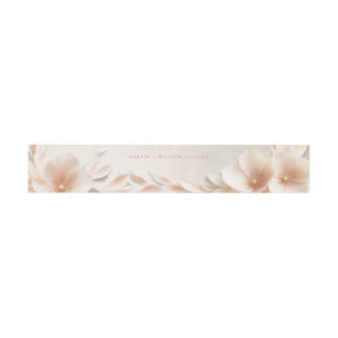 Peach floral wedding invitation  invitation belly band