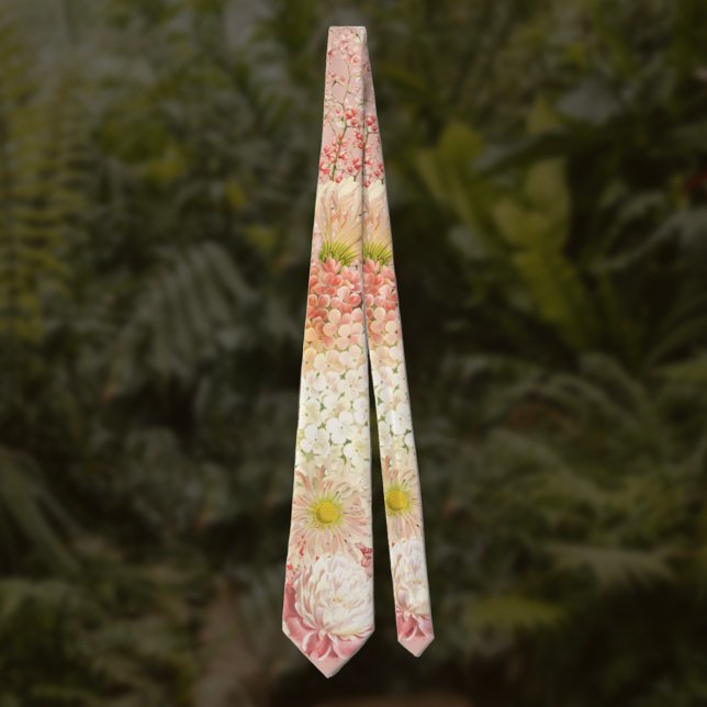 Peach Floral Wedding Neck Tie (Creator Uploaded)