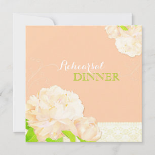 Peach Floral Wedding Rehearsal Dinner Invitation