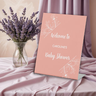 Peach Floral Welcome Baby Shower Sign