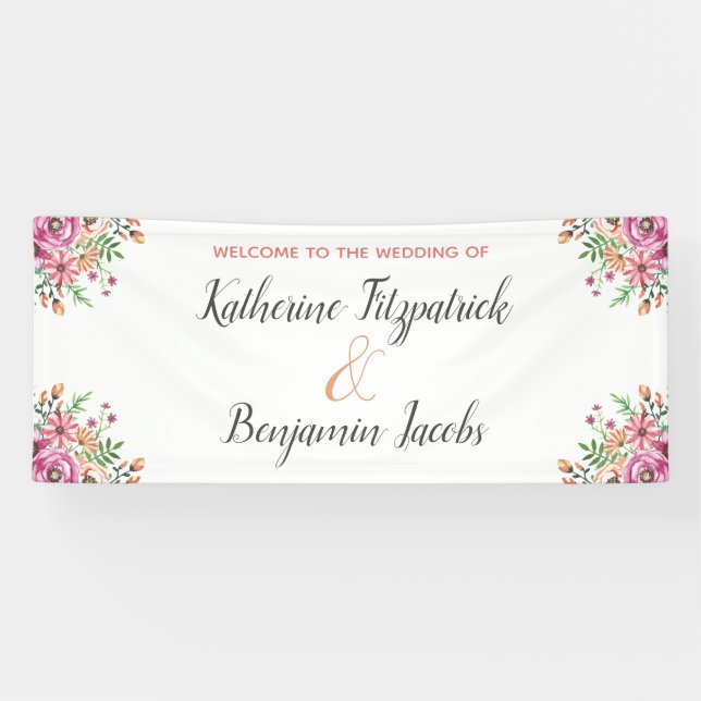 Peach Floral Welcome Banner (Horizontal)
