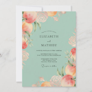Peach Floral Whimsical Wedding Invitation