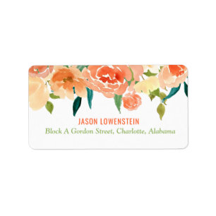 Peach Florals   Wedding Label