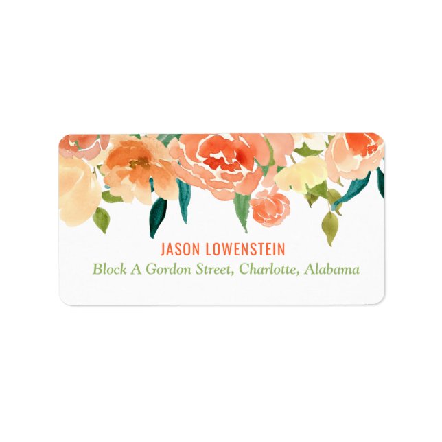 Peach Florals | Wedding Label (Front)