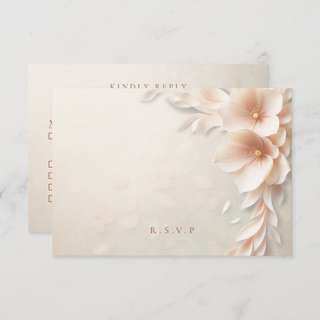 Peach florals wedding meal choices RSVP (Front/Back)