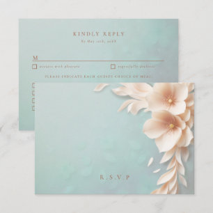 Peach florals wedding meal choices RSVP Card