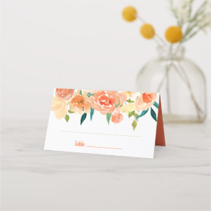 Peach Florals   Wedding Place Card