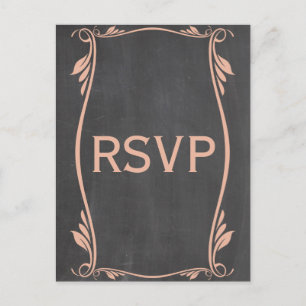 Peach Flourish Chalkboard RSVP Postcard