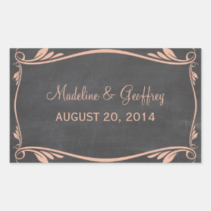 Peach Flourish Chalkboard Wedding Stickers