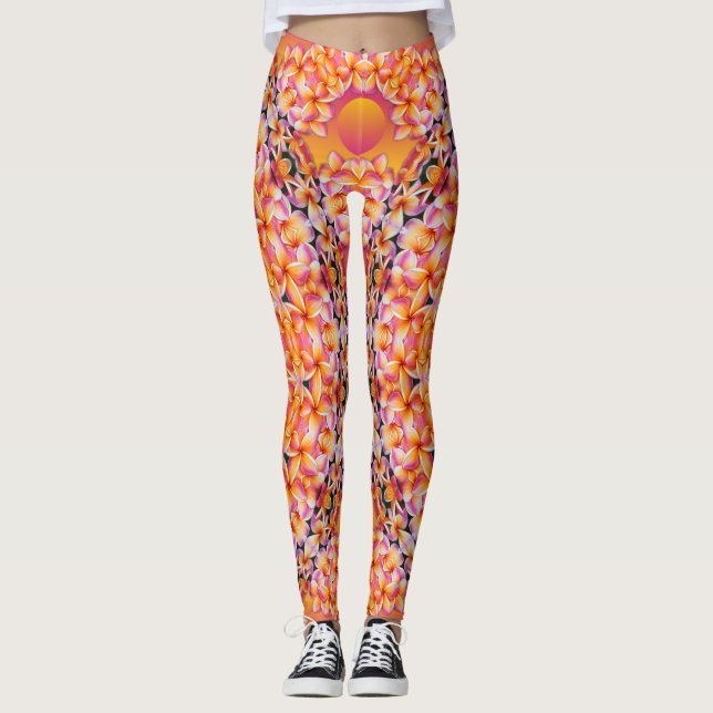Peach Flower  Leggings (Front)