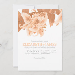 Peach Flower Wedding Invitations