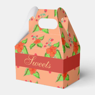 Peach Flowered Wedding Favour Box