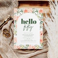 Peach Flowers Arch Trendy Modern 50th Birthday