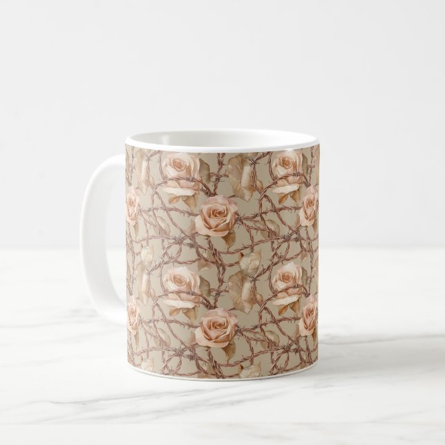 Peach Flowers Coffee Mug (Front Left)