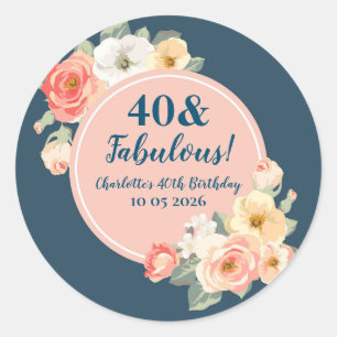 Peach Flowers Custom Birthday Favour Tag