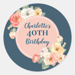 Peach Flowers Custom Birthday Favour Tag