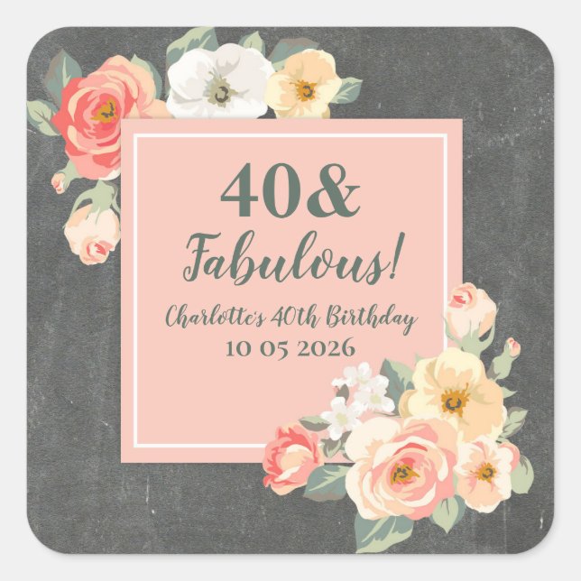 Peach Flowers Custom Birthday Favour Tag (Front)