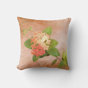 Peach Flowers Digital Art Cushion