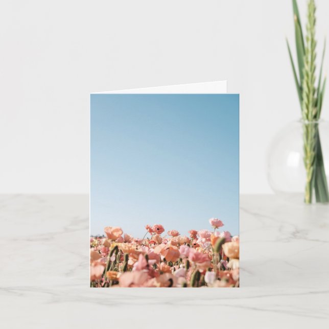 Peach Flowers Folded Greeting Card (Front)