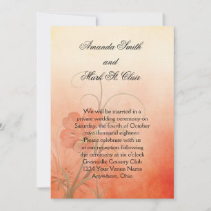 Peach Flowers Peach Texture Background Wedding Invitation