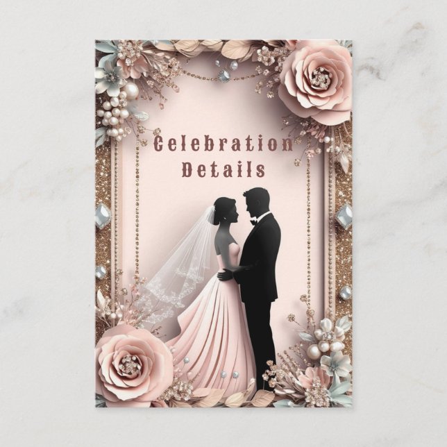 🌸 Peach Flowers Spring Wedding ✨ Enclosure Card (Front)