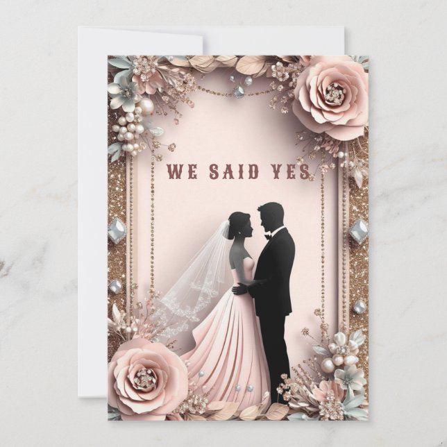 🌸 Peach Flowers Spring Wedding ✨ Invitation (Front)