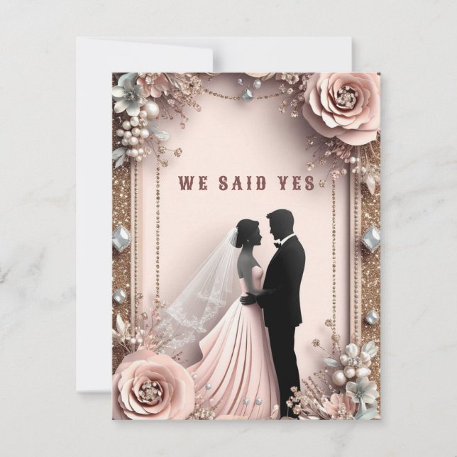 🌸 Peach Flowers Spring Wedding ✨ RSVP Card (Front)
