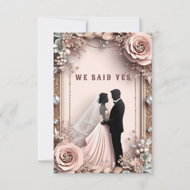🌸 Peach Flowers Spring Wedding ✨ Save The Date (Front)