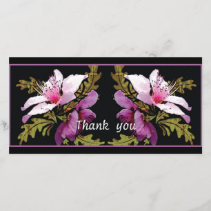 Peach Flowers thank you photocard Card
