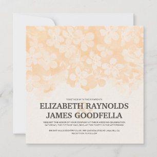 Peach Flowers Wedding Invitations