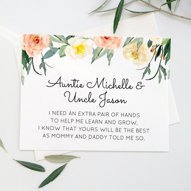 Peach Flowers Will You Be My Godparents Proposal Invitation (Creator Uploaded)