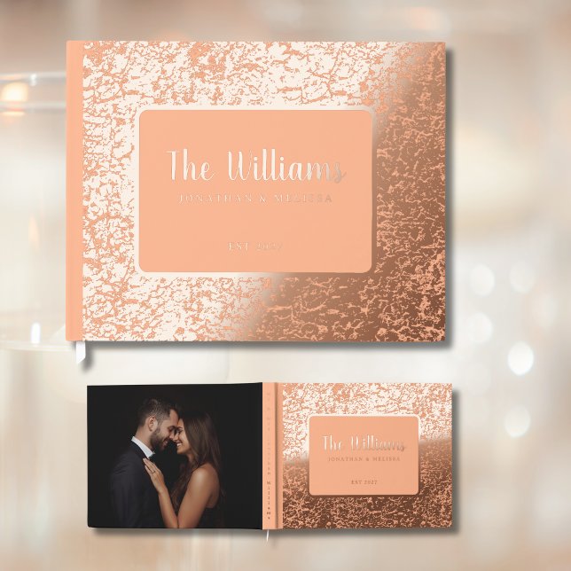 Peach Foil Guest Book Photo Guestbook Textured (Creator Uploaded)