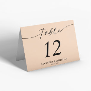 Peach Folded Tent Wedding Table Number card
