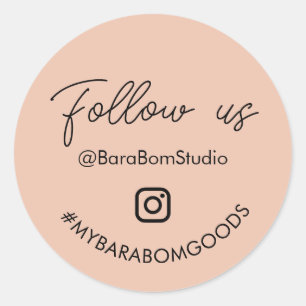 Peach Follow us on Instagram Package Sticker